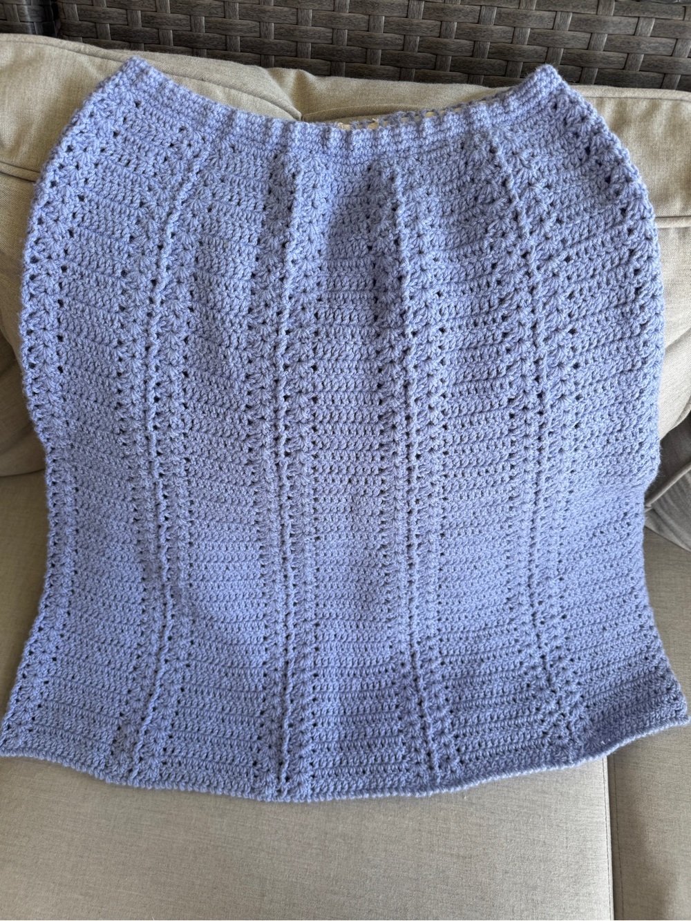 Handmade periwinkle Crochet Skirt - vintage